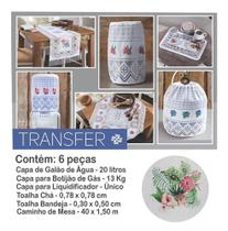 Jogo De Cozinha De Renda Especial Kit 6 Peças Transfer - FLOR DO HIBISCO - RENDHAC TEXTIL Z LTDA