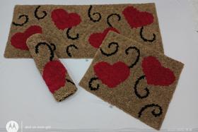 Jogo de cozinha frufru de coração vermelho - 3 peças - etc e tal artesanato