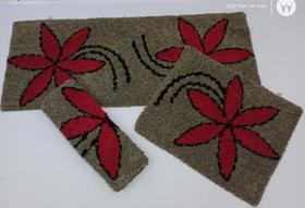 Jogo de cozinha frufru de orquídea vermelha - 3 peças - etc e tal artesanato Jogo de cozinha frufru de orquídea vermelha - 3 peças - etc e tal artesanato