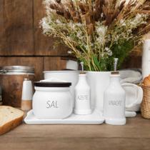 Jogo de cozinha Galheteiro porcelana Sal Azeite e Vinagre Jogo de cozinha Galheteiro porcelana Sal Azeite e Vinagre