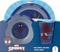 Jogo de Cozinha Infantil Tuut 3 peças Homem Aranha Copo, Bowl e Prato