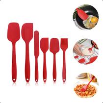 Jogo de Cozinha Kit 06 Peças de Silicone Utensílios de Cozinha Colheres Espátulas Pão Duro