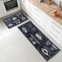 Jogo de Cozinha Kit com 02 Peças Passadeira Antiderrapante Gourmet -