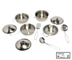 Jogo de Cozinha Lucy Braskit Panelinhas Inox com Acessorios Brinquedo Infantil