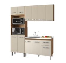 Jogo de Cozinha Modulada 180m 3 peças com Balcão de Pia 120m Sem Tampo/Cuba - Savana/Off White Móblis