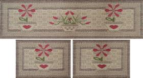 Jogo de Cozinha Tapete Sisal Autêntico 3 peças Rayza