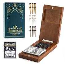 Jogo de Cribbage de Madeira com Estojo para Viagem - Para Crianças e Adultos