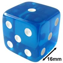 Jogo De Dado 16mm (1,6cm) Azul Translúcido - EJ Games - Euclides Jordão