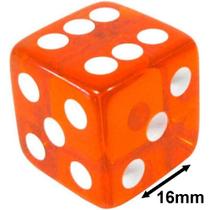 Jogo De Dado 16mm (1,6cm) Laranja Translúcido - EJ Games