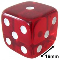 Jogo De Dado 16mm (1,6cm) Vermelho Translúcido - EJ Games