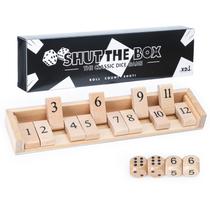 Jogo de dados Jogo de tabuleiro Shut The Box, tamanho de viagem, madeira