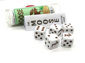 Jogo de dados Koplow Games Moose com 5 dados e tubo de armazenamento