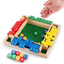 Jogo de dados Shut The Box Lineba de madeira para 4 jogadores com 12 dados