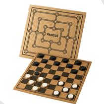 Jogo de Dama e Trilha 2 em 1 Tabuleiro de Madeira Sports Mania