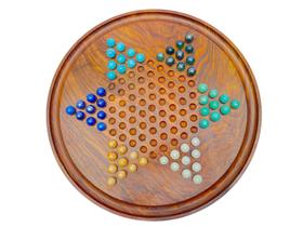 Jogo de damas chinês RoseWood com mármores de vidro feito à mão