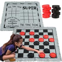 Jogo de damas gigante JOYIN Vintage 3 em 1 com tapete reversível