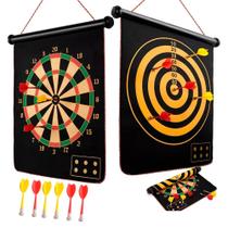 Jogo De Dardos Magnético 6 Peças Com Alvo Dupla Face Dois Lados 41x48cm Divertido