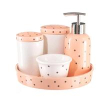 Jogo de de banheiro higiene de porcelana com estampa poá com 5 peças Jogo de de banheiro higiene de porcelana com estampa poá com 5 peças