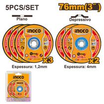 Jogo de Discos de Corte e Desbaste para Metal 5 Peças INGCO