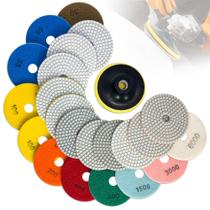 Jogo de discos de polimento diamantados DiamDr 4" para uso úmido e seco, 12 peças Jogo de discos de polimento diamantados DiamDr 4" para uso úmido e seco, 12 peças