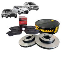 Jogo de discos + jogo de pastilhas dos freios das rodas dianteiras do ford ka e new fiesta