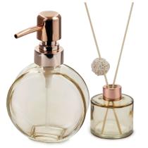Jogo de Dispenser e Recipiente Aromas Vidro Âmbar - VD20146