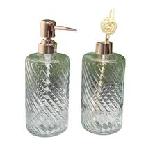 Jogo de Dispenser Sabonete Liquido e Recipiente de Aroma em Vidro Espiral 450ml