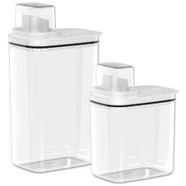 Jogo de Dispensers Herméticos com Tampa Medidora Flow 1,5L e 2,3L 2 peças Branco - Ou Jogo de Dispensers Herméticos com Tampa Medidora Flow 1,5L e 2,3L 2 peças Branco - Ou