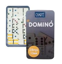 Jogo de dominó 10mm plástico na lata 28 peças