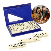 Jogo de Dominó 28 Peças Feito de Resina Branco Clássico com Estojo para Armazenar