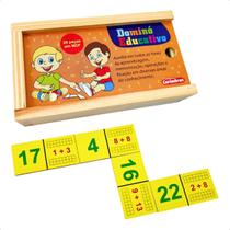 Jogo de Dominó Adição 28 peças Infantil Escolar Brinquedos Educativos Carimbras Criança 6 anos Jogo de Dominó Adição 28 peças Infantil Escolar Brinquedos Educativos Carimbras Criança 6 anos
