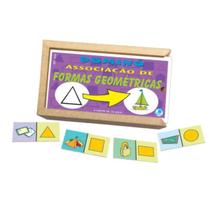 Jogo de dominó associação de formas geométricas em madeira - simque - 408