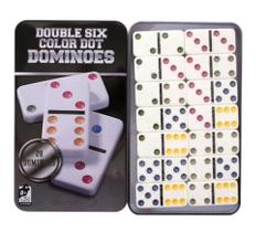 Jogo de Dominó Colorido com Caixa Lata 28 Peças Jogo de Dominó Colorido com Caixa Lata 28 Peças
