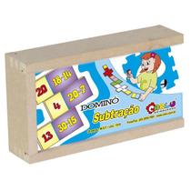 Jogo de dominó da subtração com 28 peças em madeira carlu - 1019