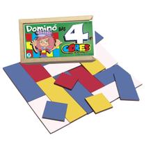 Jogo de dominó das 4 cores em madeira - simque - 322