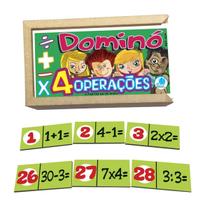 Jogo de dominó das 4 operações em madeira - simque - 624 Jogo de dominó das 4 operações em madeira - simque - 624