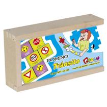 Jogo de dominó do trânsito com 28 peças em madeira carlu - 1009