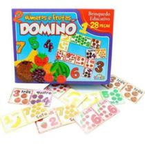 Jogo de Dominó Frutas e Números Educacional 28 Pçs - Mini Toys