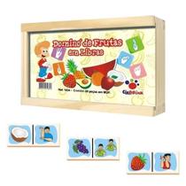 Jogo de Dominó Frutas em Libras Caixa em Madeira