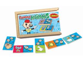 Jogo de Dominó Infantil Animais com Libras