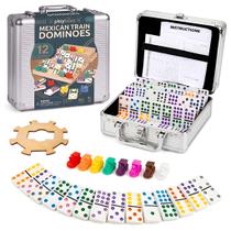 Jogo de Dominó Mexican Train Playbees Double 12 com 91 Peças Jogo de Dominó Mexican Train Playbees Double 12 com 91 Peças