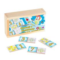 Jogo De Dominó Numerais E Quantidades Carlu 1031 28 Peças Mdf