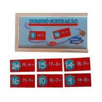 Jogo de Dominó Subtração em Mdf 28 Peças