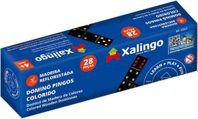 Jogo de Dominó Tradicional Pingos Coloridos em Madeira Xalingo