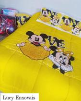 Jogo de Edredom Dupla Face Mickey e Minnie Queen 5 peças