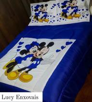 Jogo de Edredom Dupla Face Mickey e Minnie Queen 5 peças