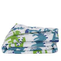 Jogo de Edredom Infantil Dupla Face Microfibra Cobre Leito Fronha Estampada Princesa Game Dinossauro 2 Peças