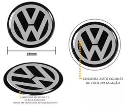 Jogo de emblemas para calota resinado preto volkswagen 48mm Jogo de emblemas para calota resinado preto volkswagen 48mm
