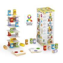 Jogo de Empilhar Torre Lúdica Animais 40 Peças Em Madeira Jogo de Empilhar Torre Lúdica Animais 40 Peças Em Madeira