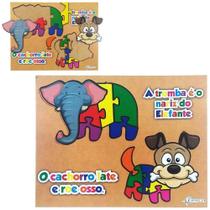 jogo de encaixe didatico elefante e cachorro de madeira mdf com 13 pecas 31x24cm - CONECTA jogo de encaixe didatico elefante e cachorro de madeira mdf com 13 pecas 31x24cm - CONECTA